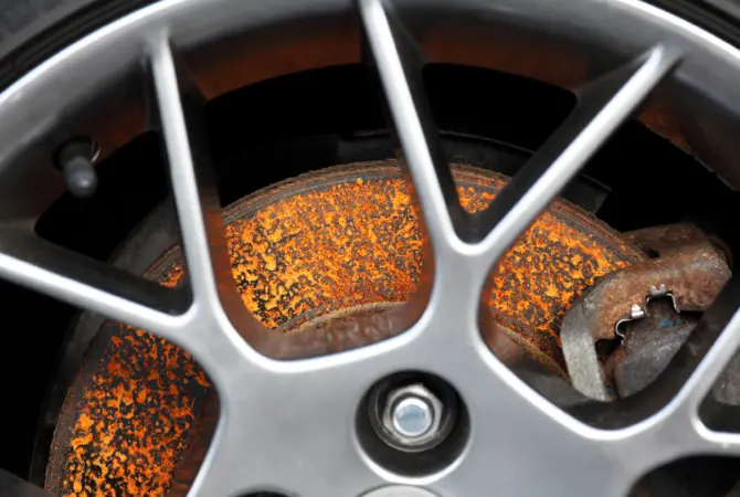 Brake rotor with surface rust causing squeaky brakes in Naples FL